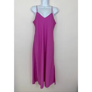 GAP Pink Maxi Slip Dress Petite M Side Slit Spaghetti Strap
